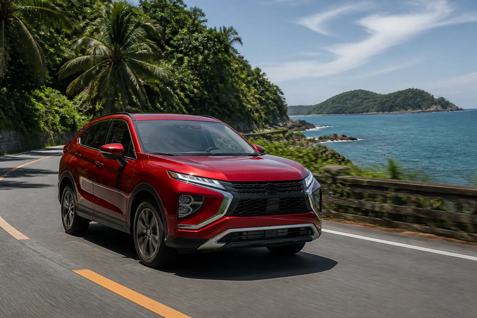 Mitsubishi Eclipse Cross на прибрежной дороге