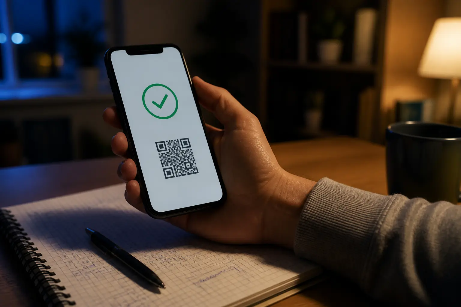 Рука тримає смартфон з підтвердженням транзакції в mobile wallet