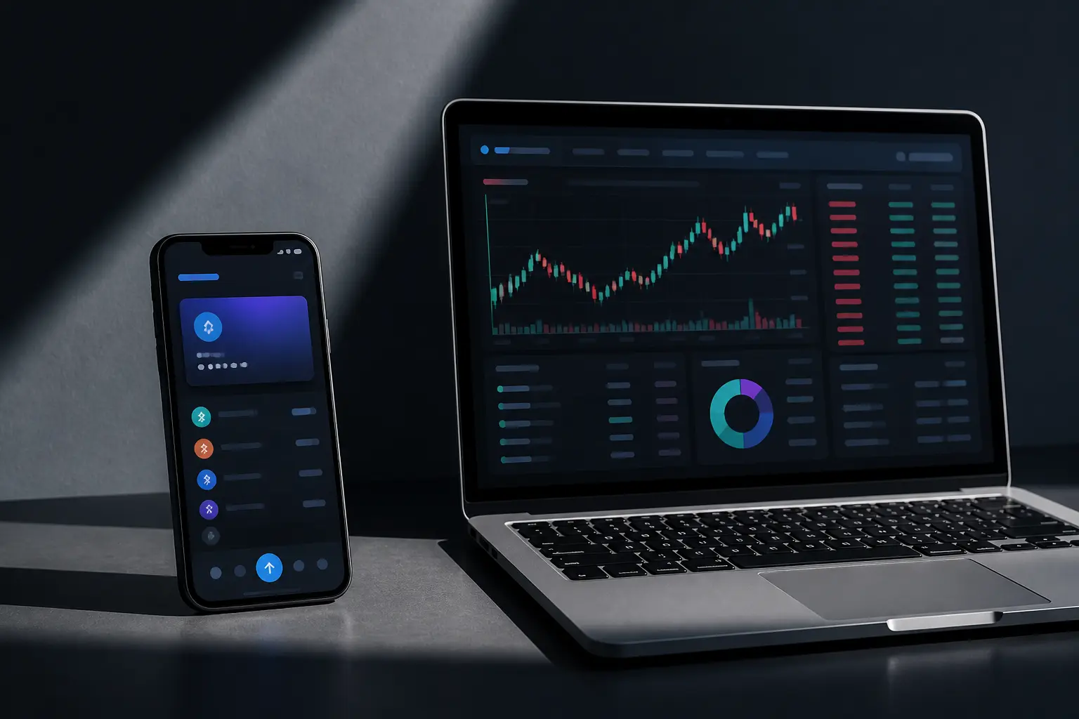Порівняння mobile wallet на смартфоні та біржі на ноутбуці