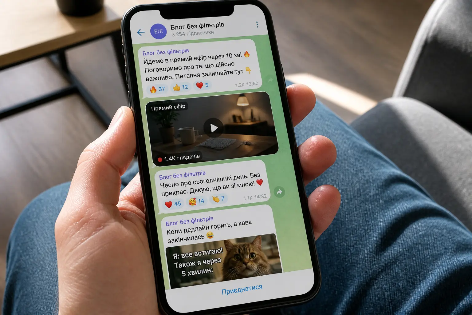 Екран смартфона з чатом monobank у Telegram