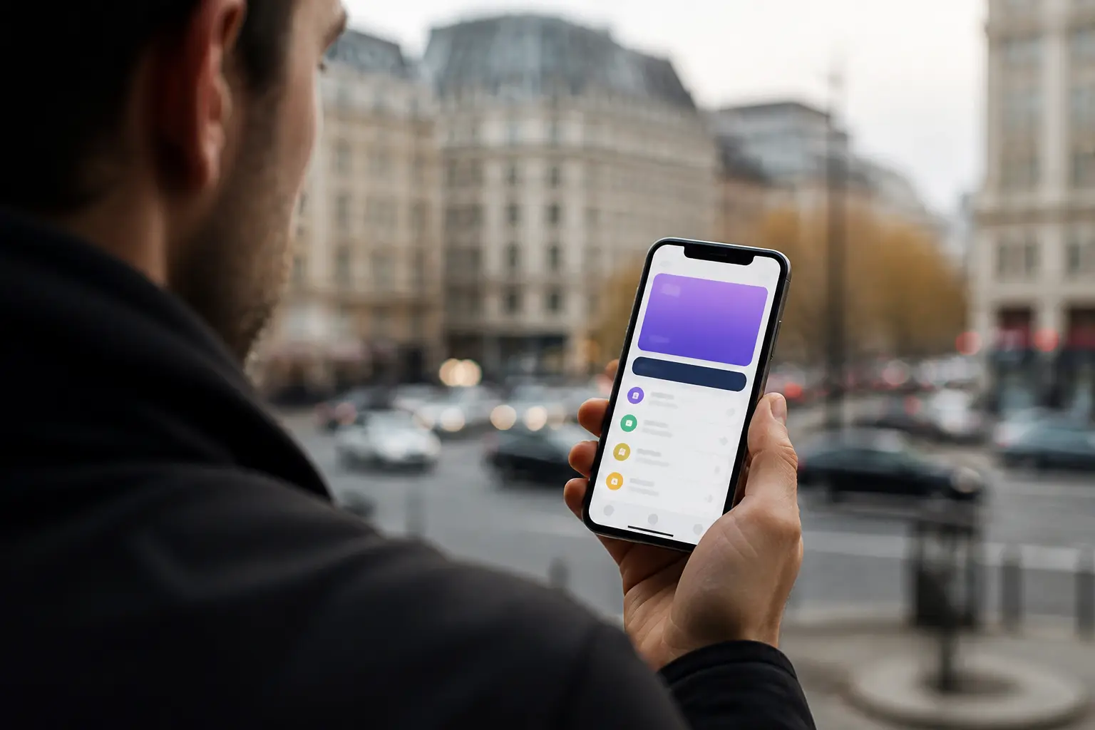 Смартфон с открытым мобильным банковским приложением monobank