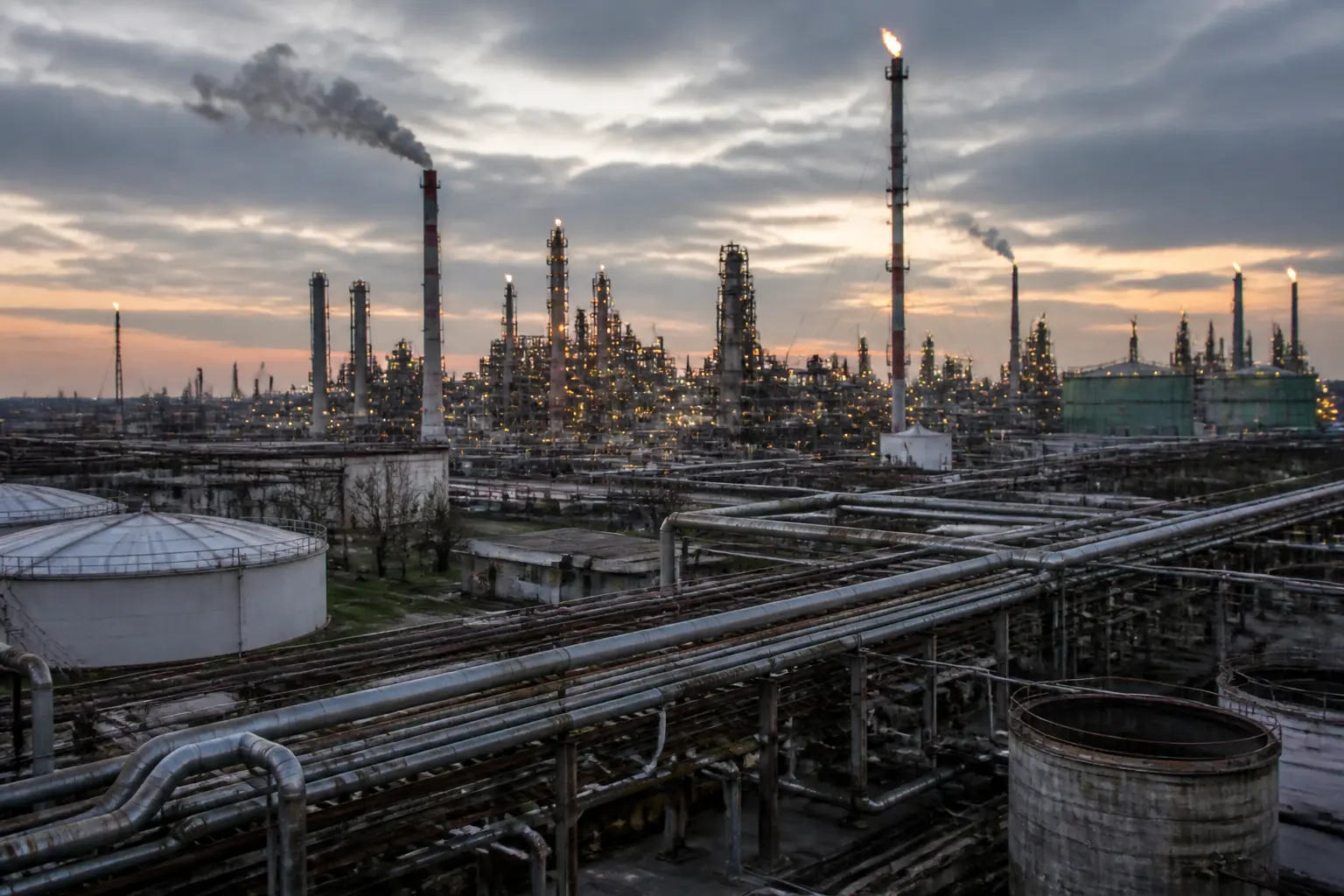 Нафтопереробний комплекс із трубопроводами та резервуарами