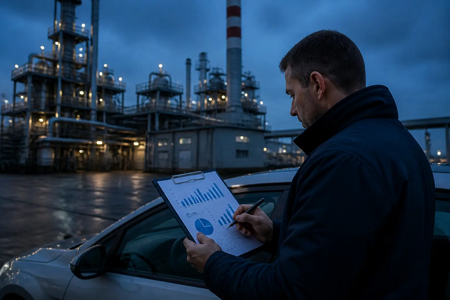 Звіт із графіками виробництва автомобілів на робочому столі аналітика