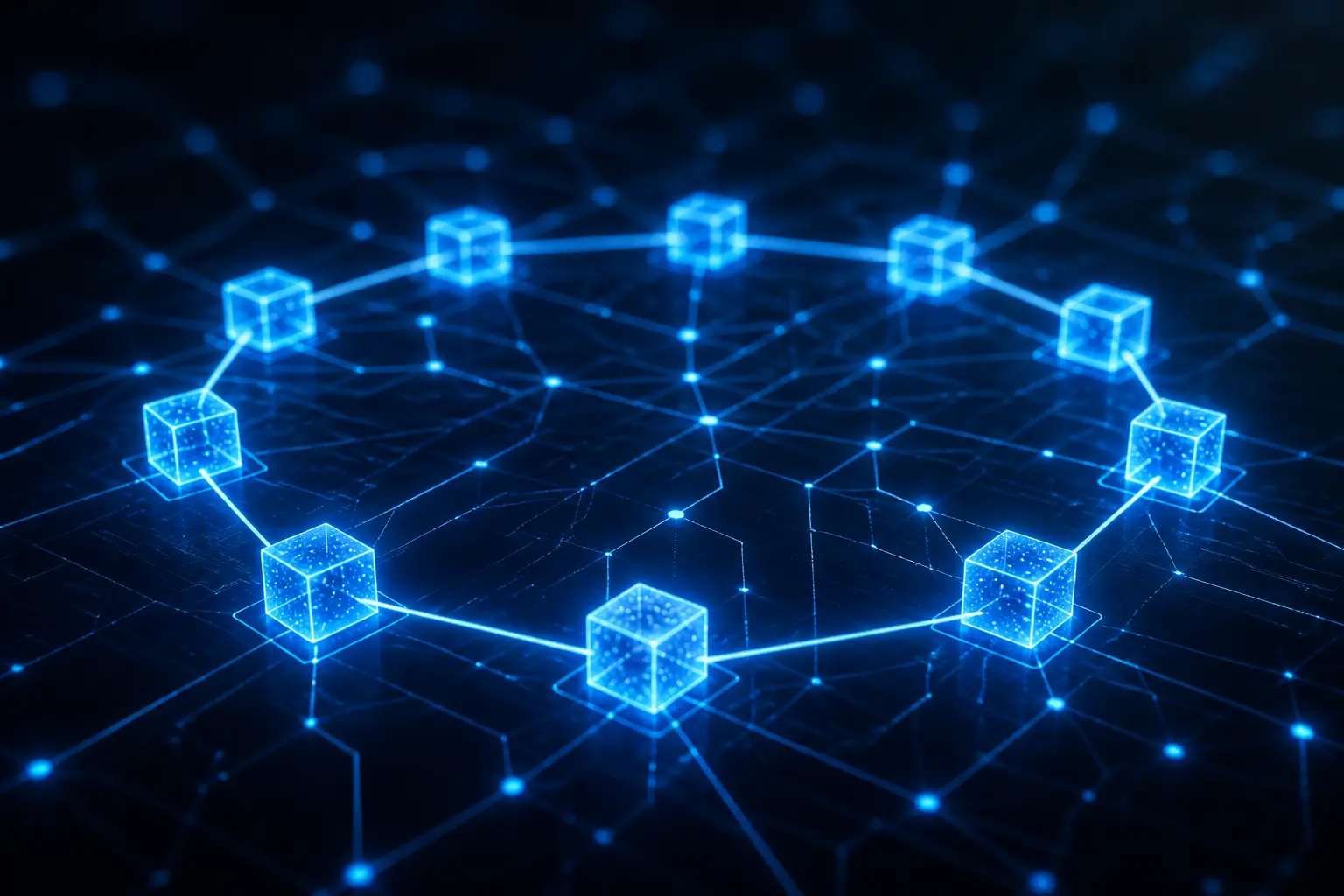 Абстрактная визуализация распределенной сети блокчейна Near Protocol