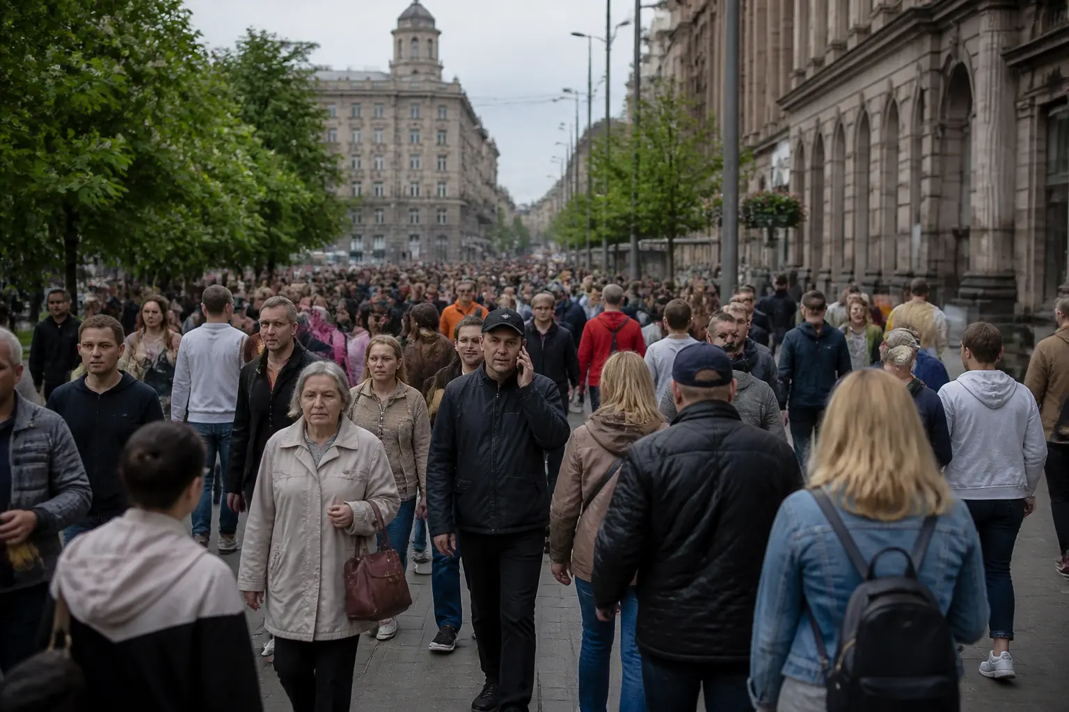 Люди на вулиці великого українського міста
