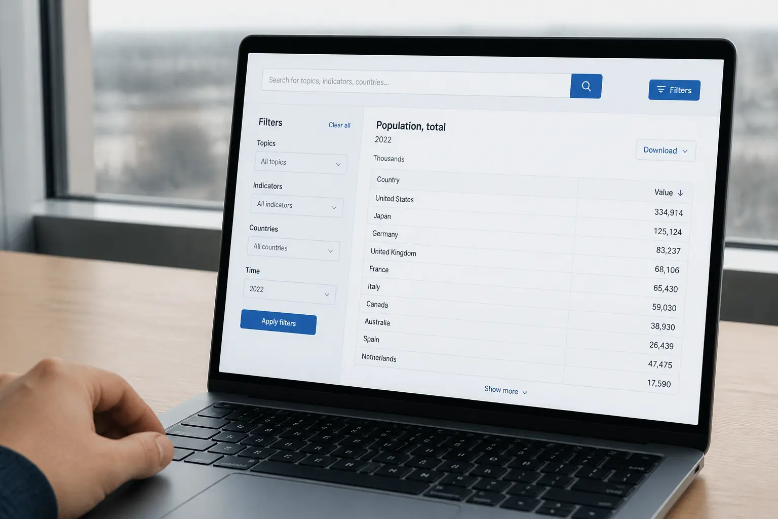 Інтерфейс OECD Data Explorer у браузері