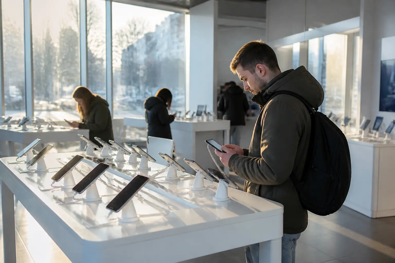 Внутрішній простір сучасного салону зв'язку зі смартфонами
