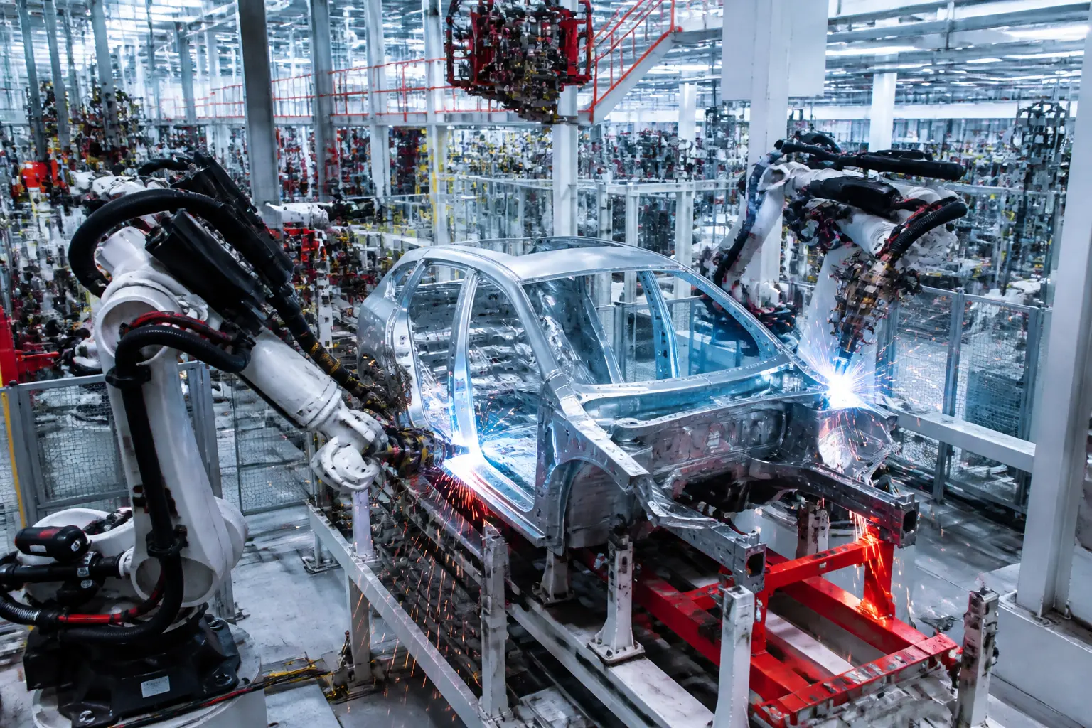Современная автомобильная сборочная линия без брендирования