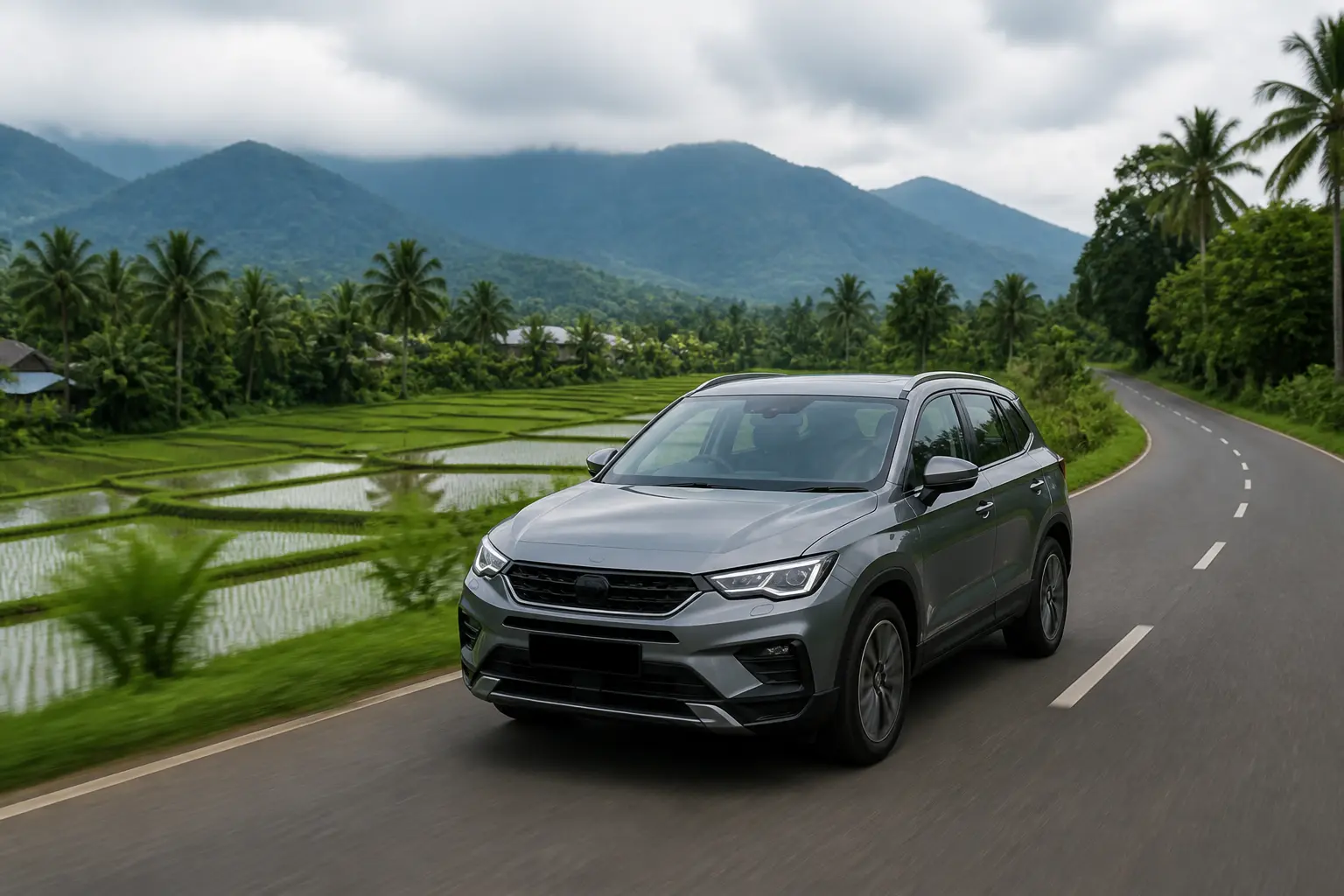 Proton X50 на сельской дороге в Юго-Восточной Азии