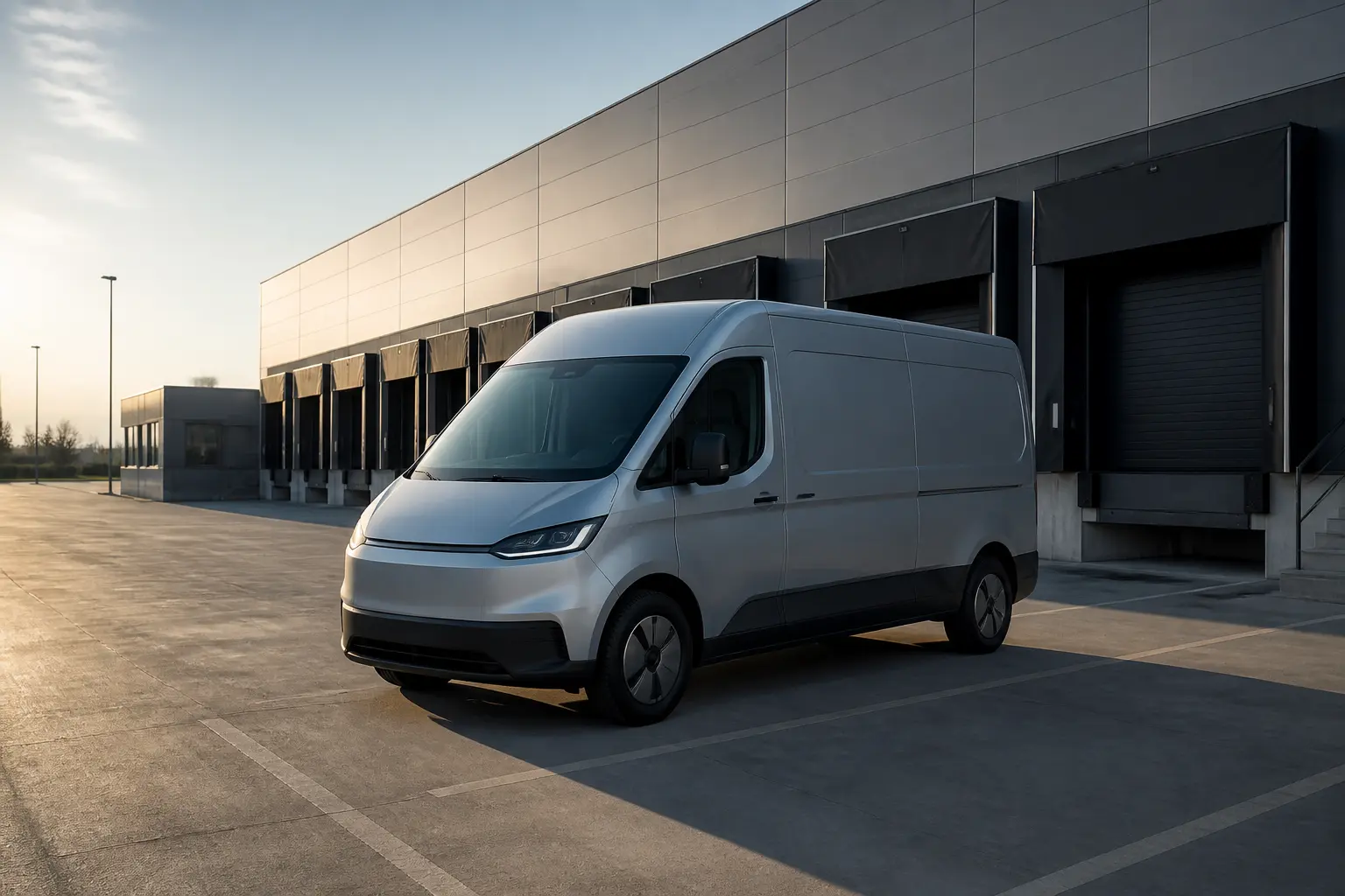 Электрофургон Maxus возле логистического центра