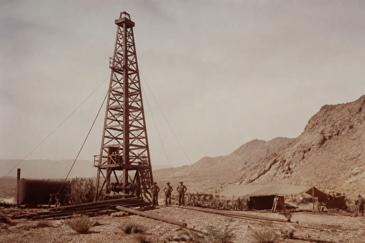 Первые нефтяные скважины в саудовской пустыне 1930-х годов