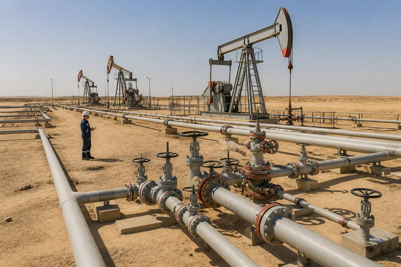 Добыча нефти на месторождении в Саудовской Аравии