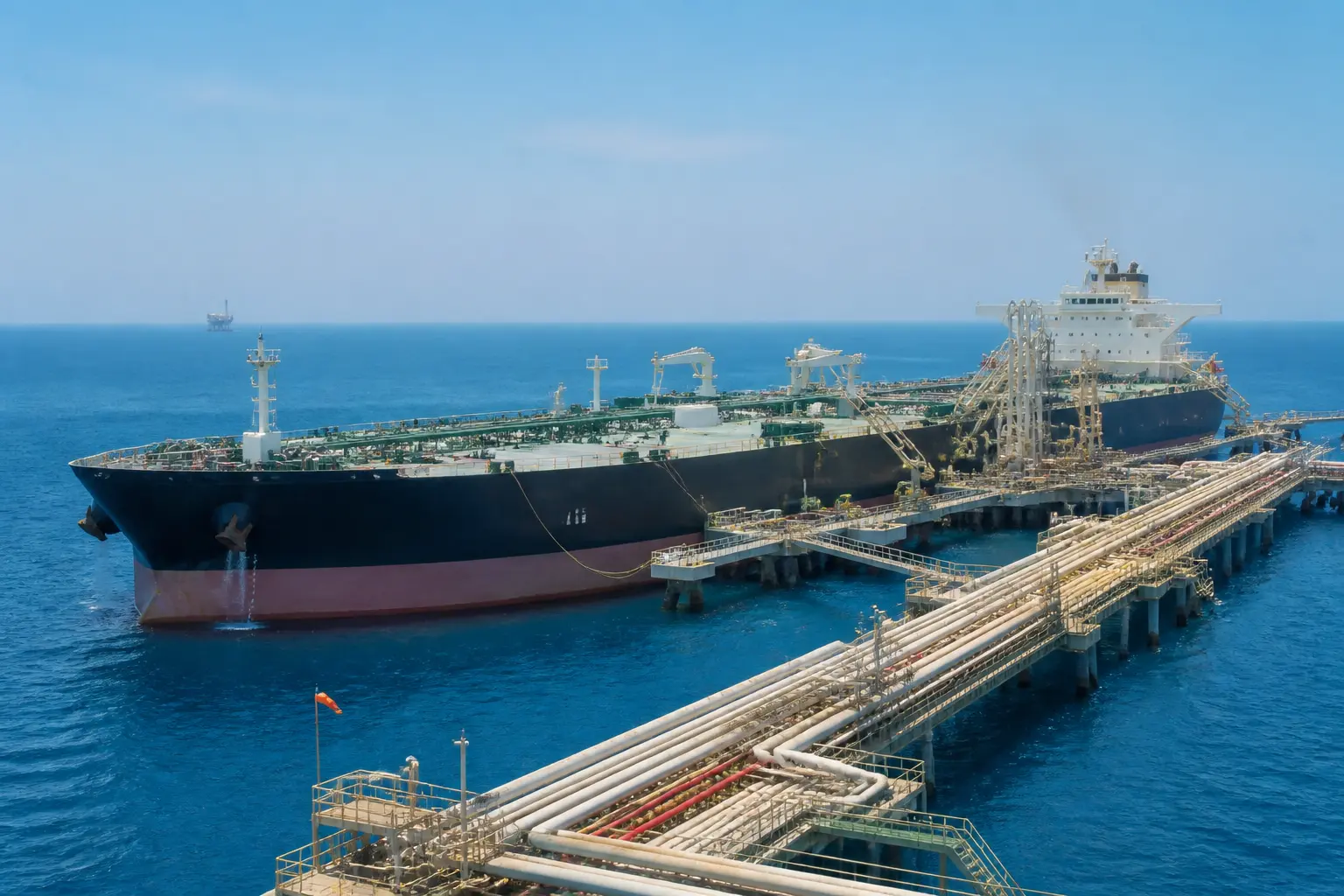 Танкер с нефтью в экспортном терминале Персидского залива