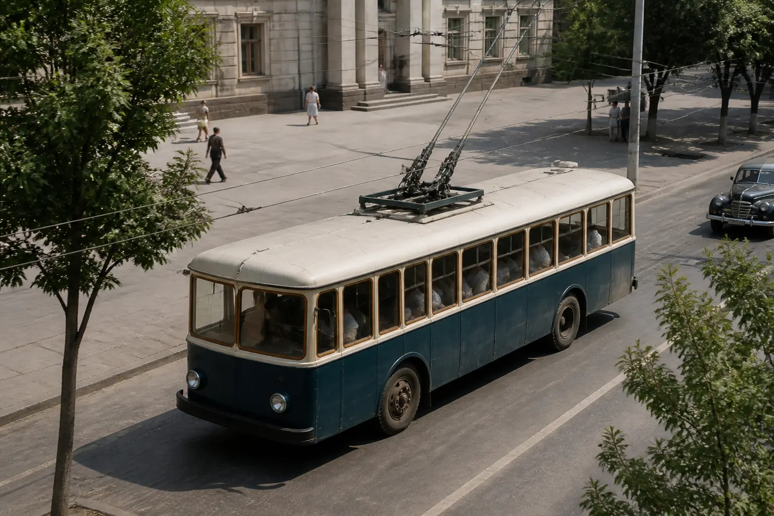 Тролейбус КТБ-1 на вулиці Києва 1960-х років