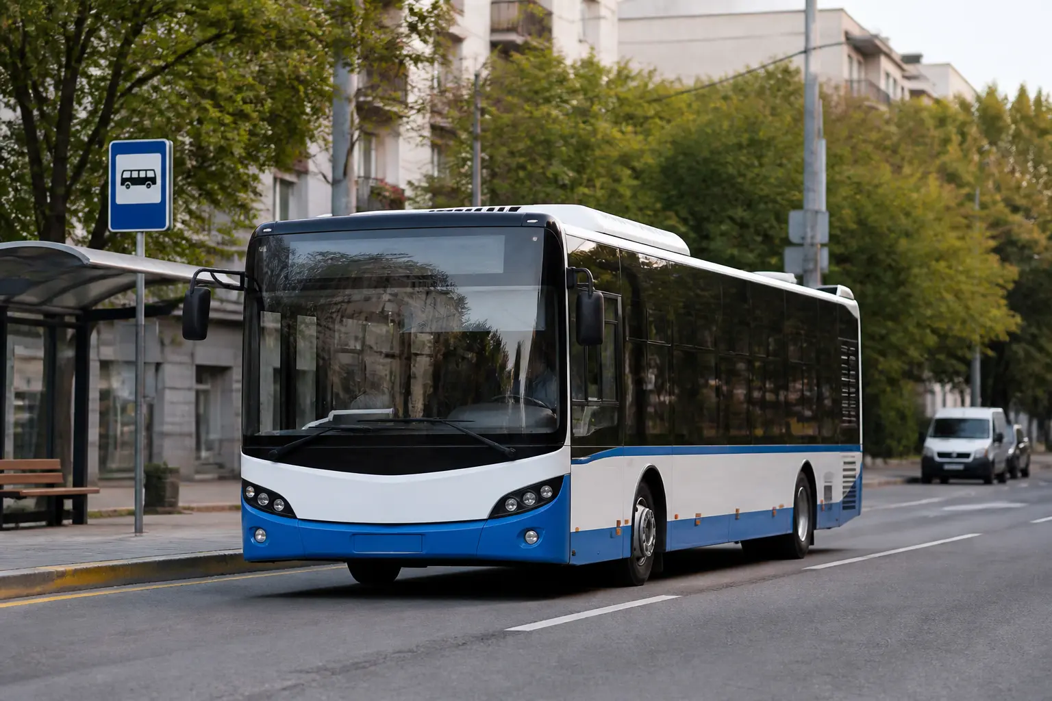 Автобус біля міської зупинки