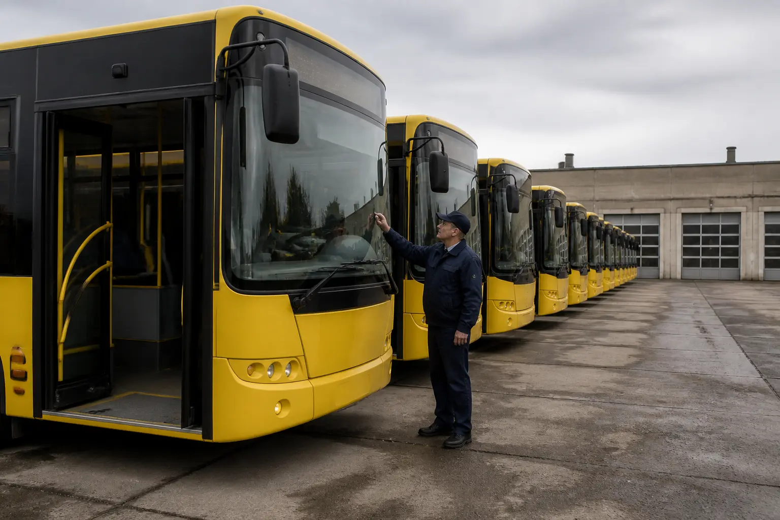 Муніципальні автобуси в депо