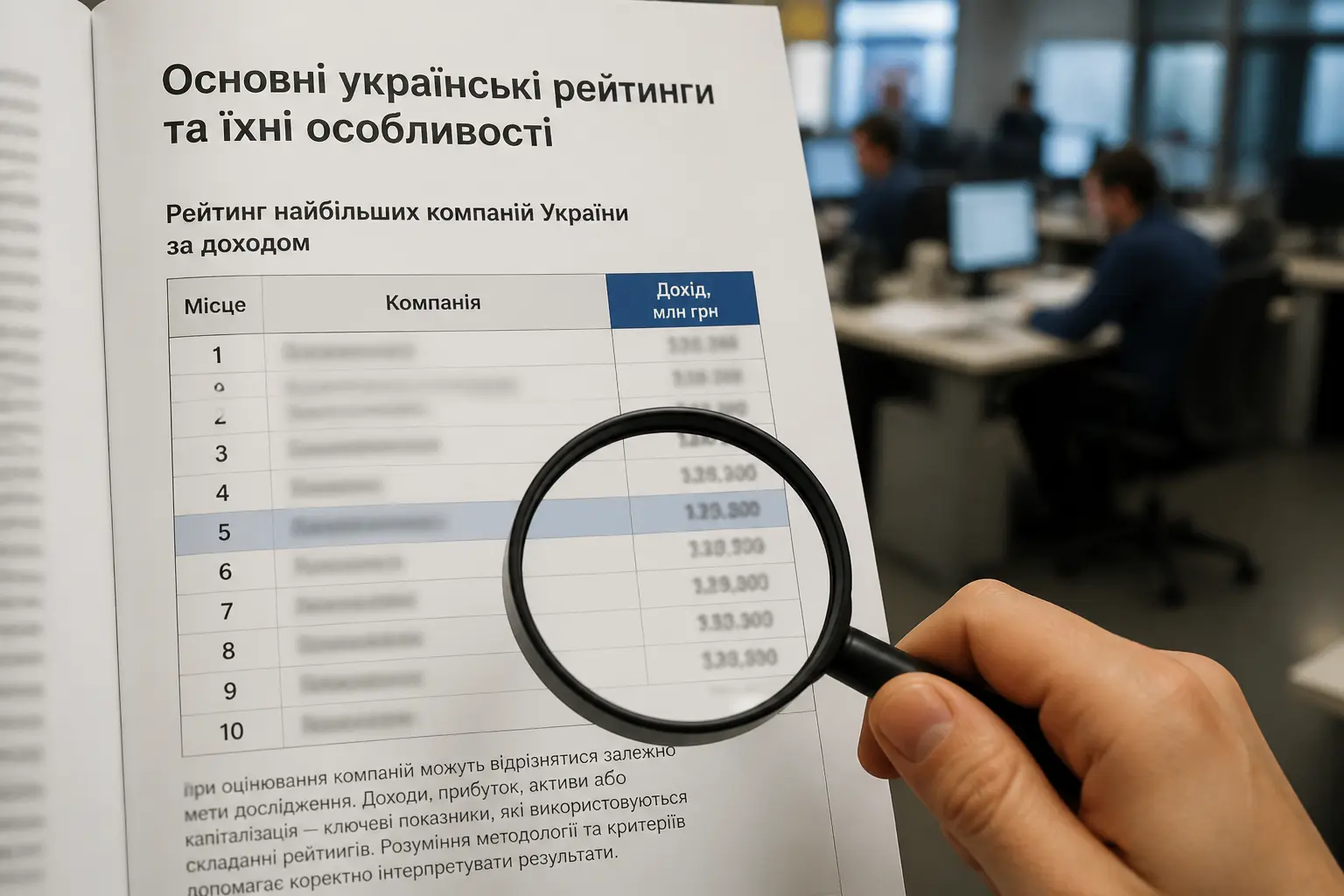 Сторінка журналу з рейтингом українських компаній за виторгом