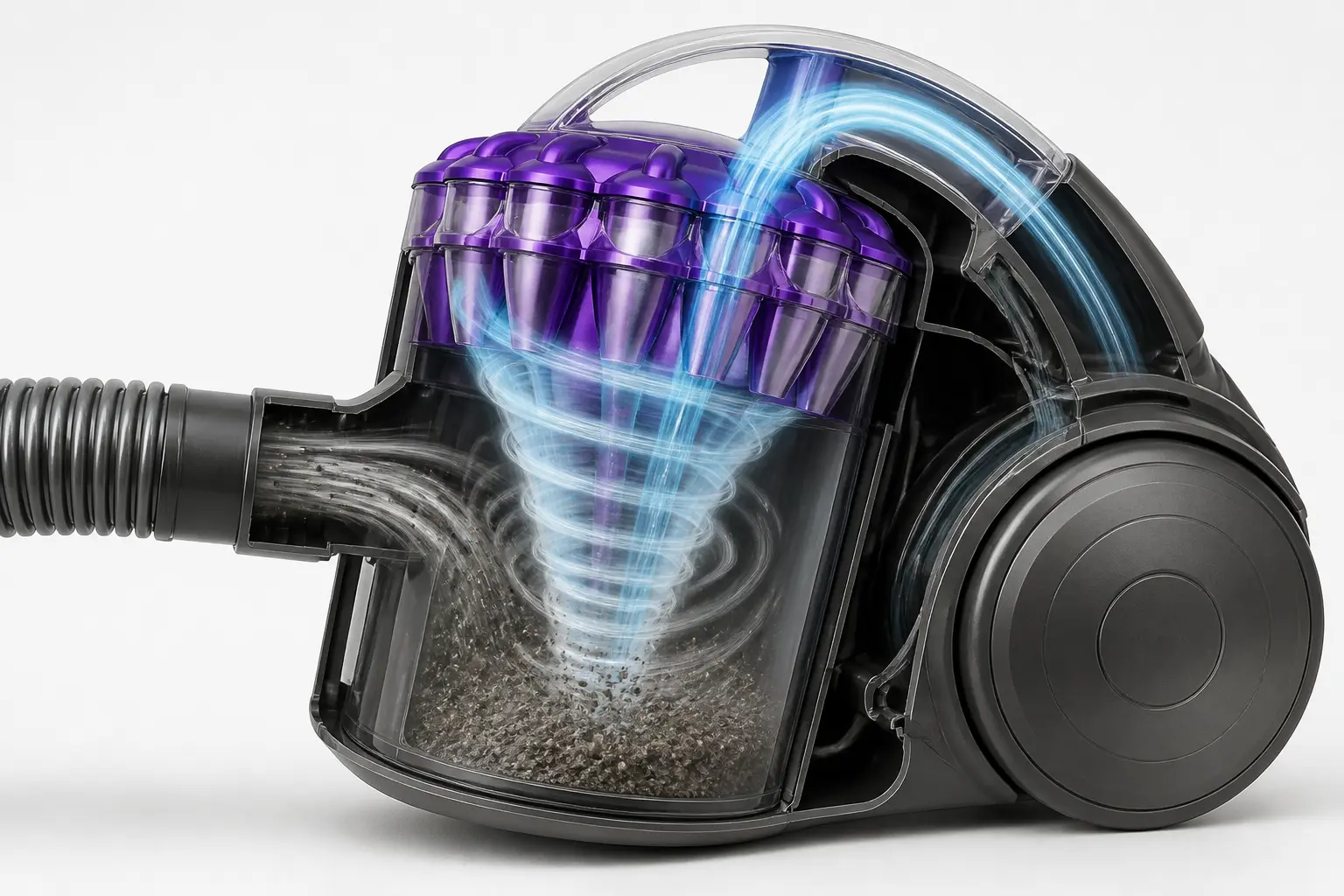 Схема работы циклонной технологии пылесоса Dyson