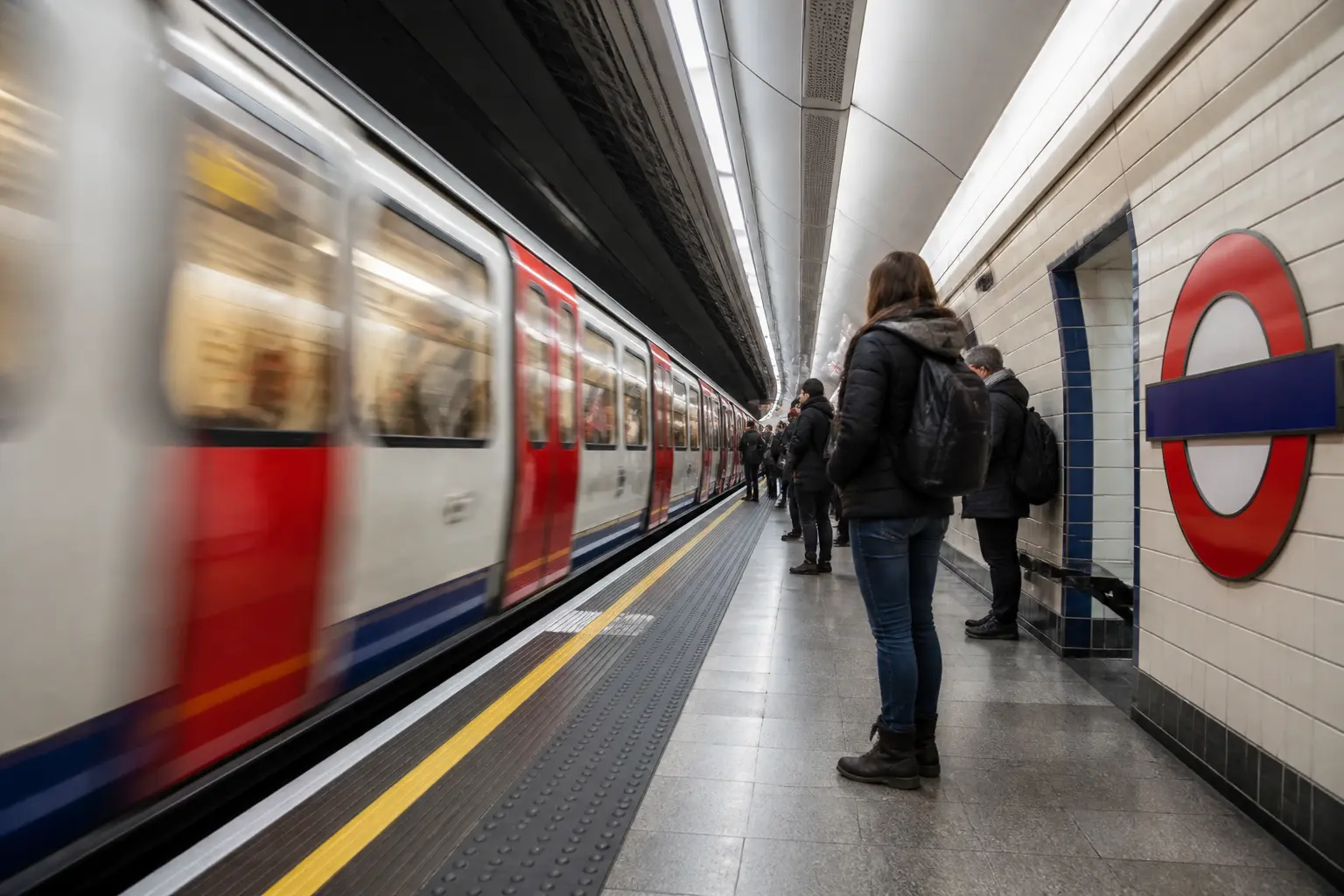 Платформа Лондонського метрополітену з поїздом, що від’їжджає