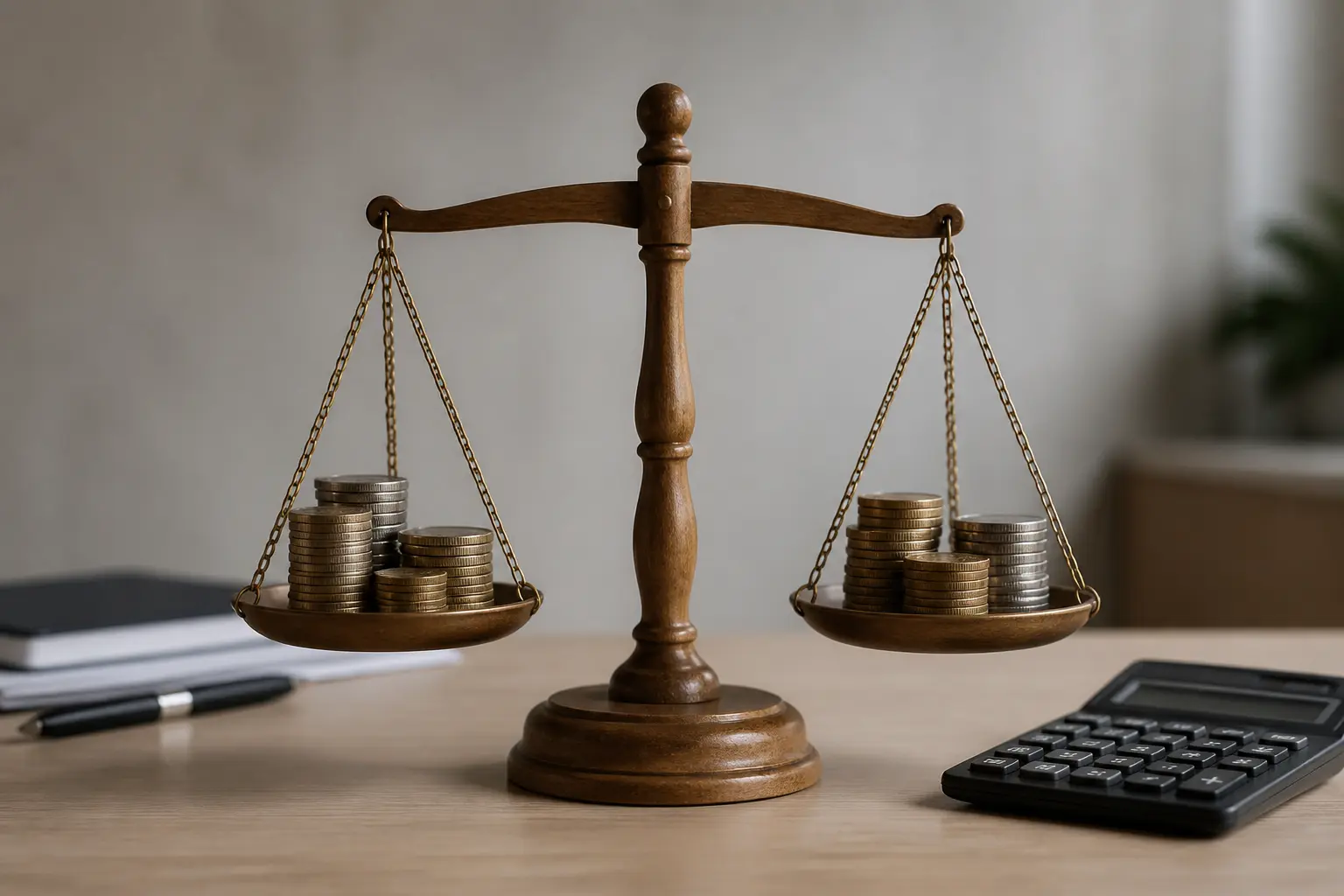 Терези з монетами як символ порівняння фінансових інструментів