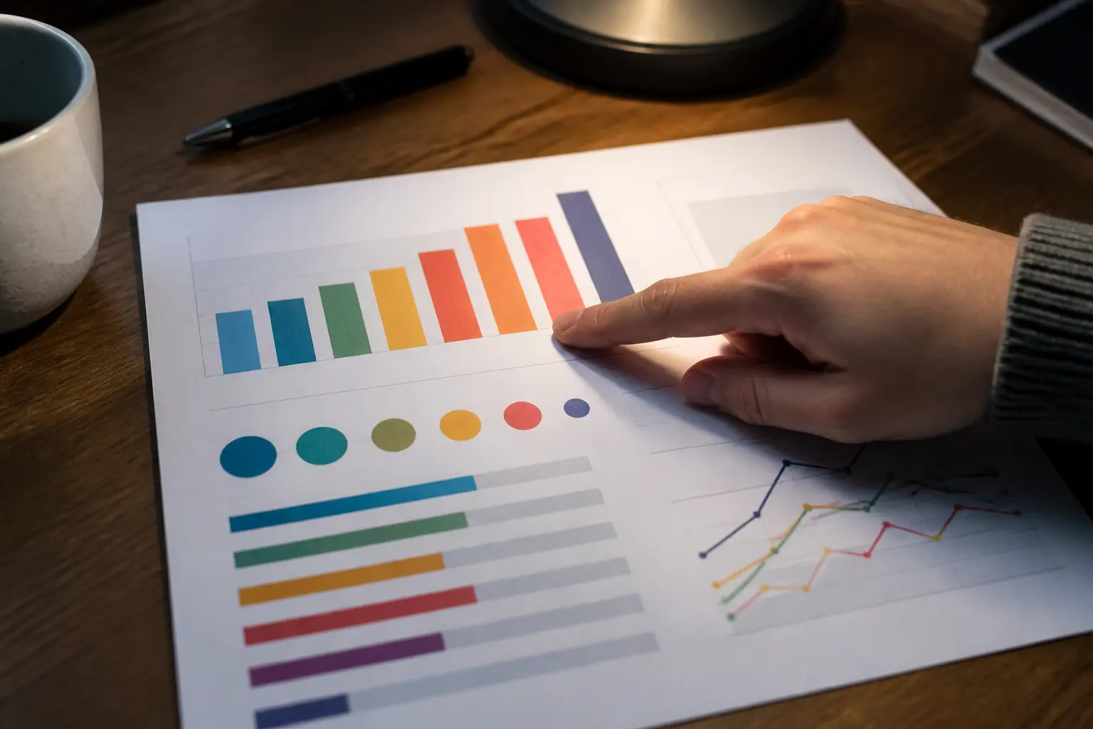 Інфографіка з рейтингом компаній на столі
