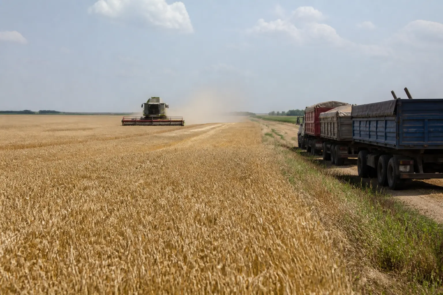 Збирання пшениці як приклад експортної галузі України