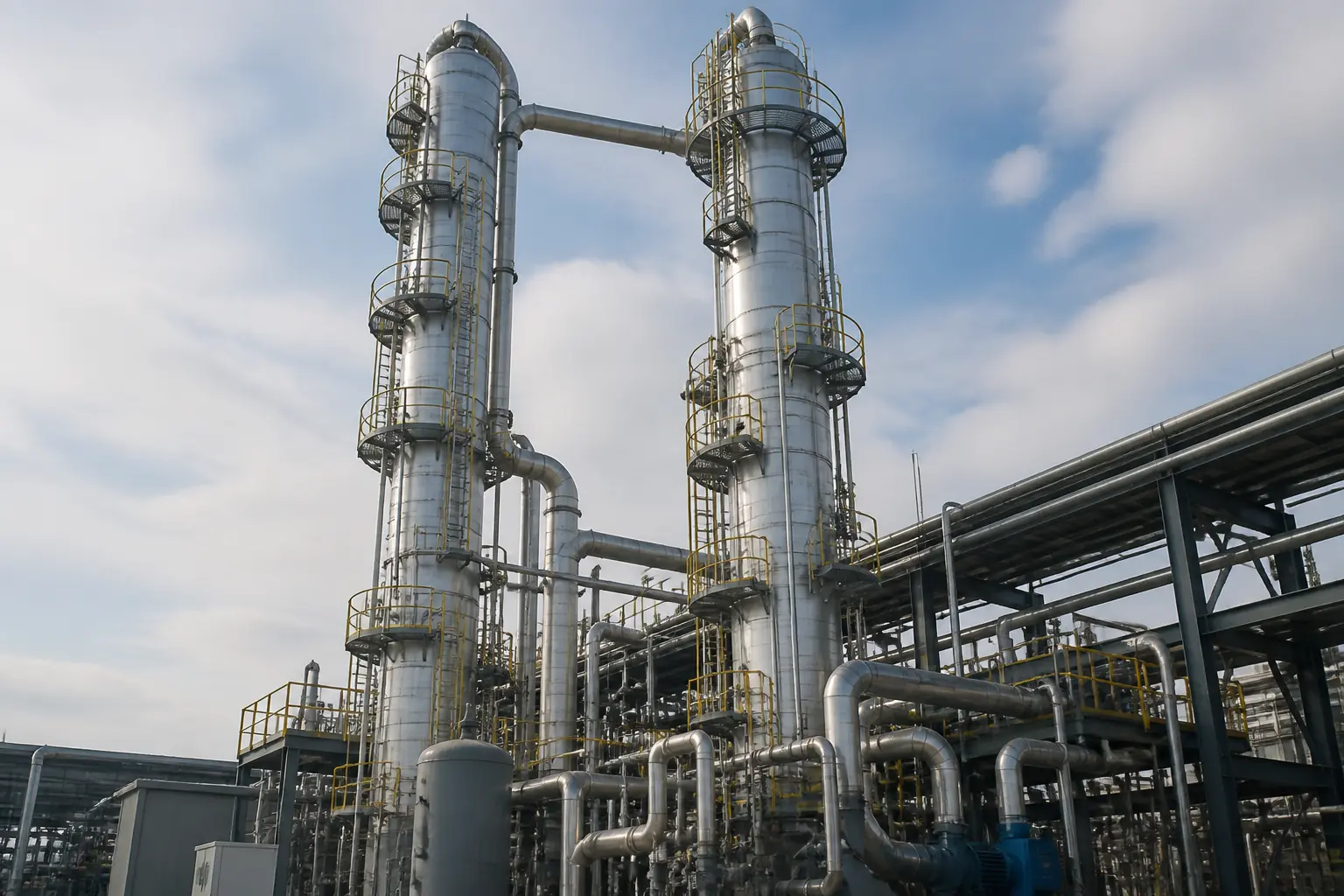 Абсорбційні колони з аміновим розчином на установці уловлювання CO2