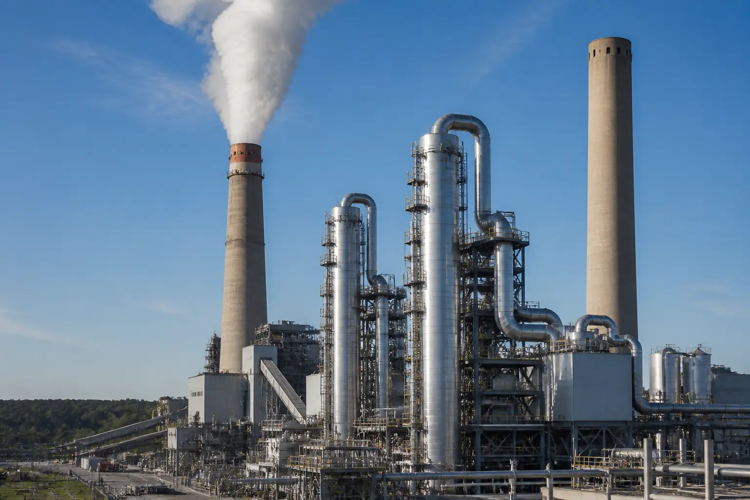 ТЕС із обладнанням для уловлювання CO2 біля димарів