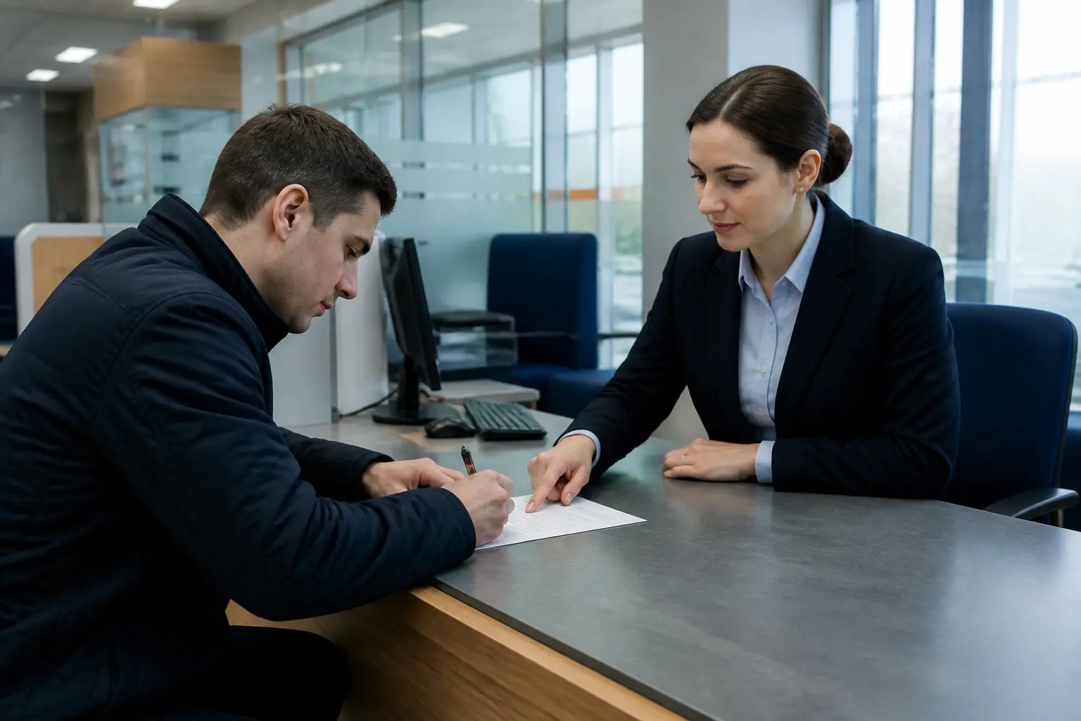 Клієнт підписує договір у відділенні банку