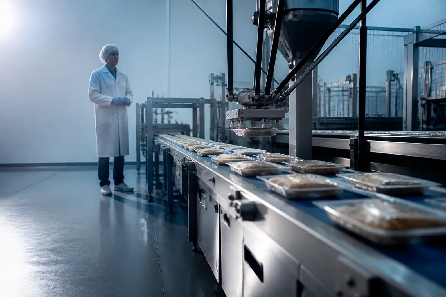 Автоматизована лінія пакування харчової продукції з роботом-сортувальником
