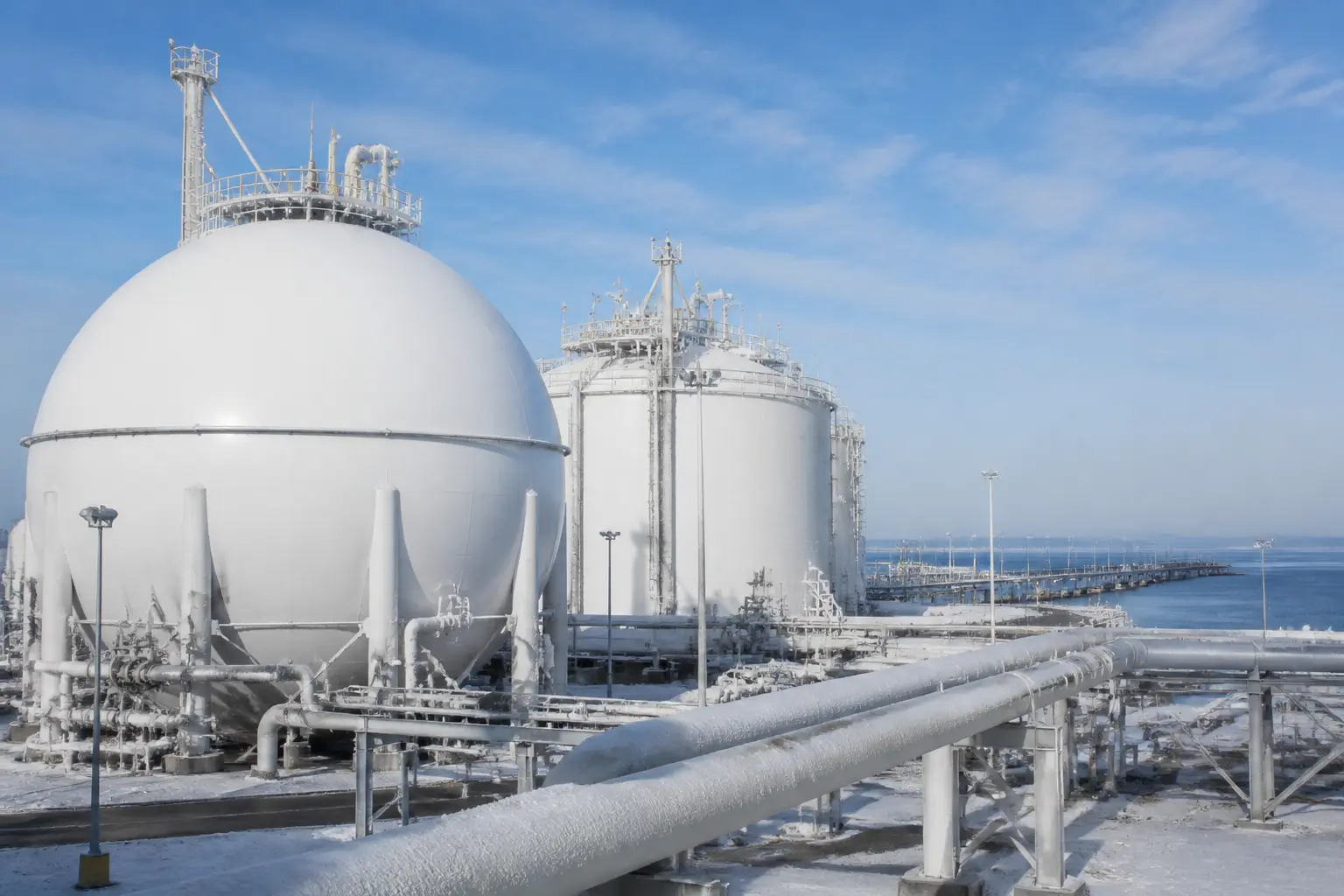 Кріогенні резервуари для зберігання зрідженого природного газу на терміналі