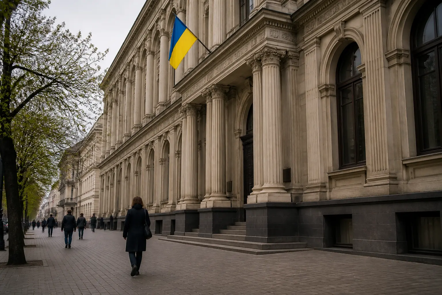 Будівля центрального банку з колонами