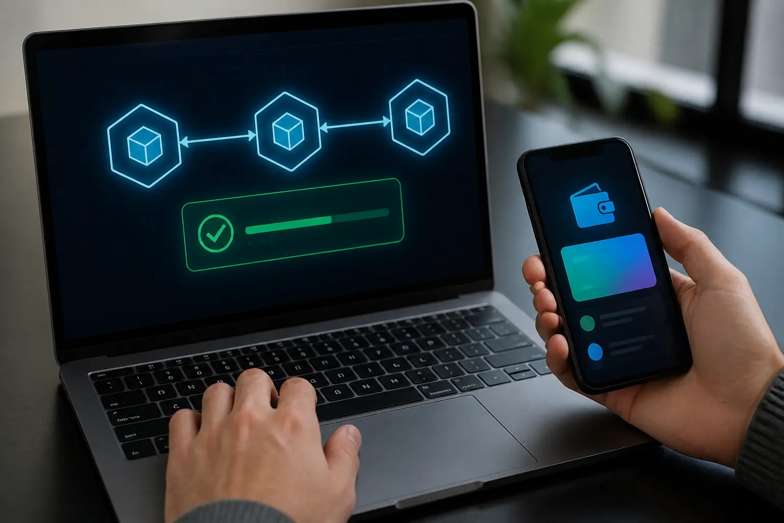 Проверка on-chain-транзакции через блокчейн-обозреватель на ноутбуке