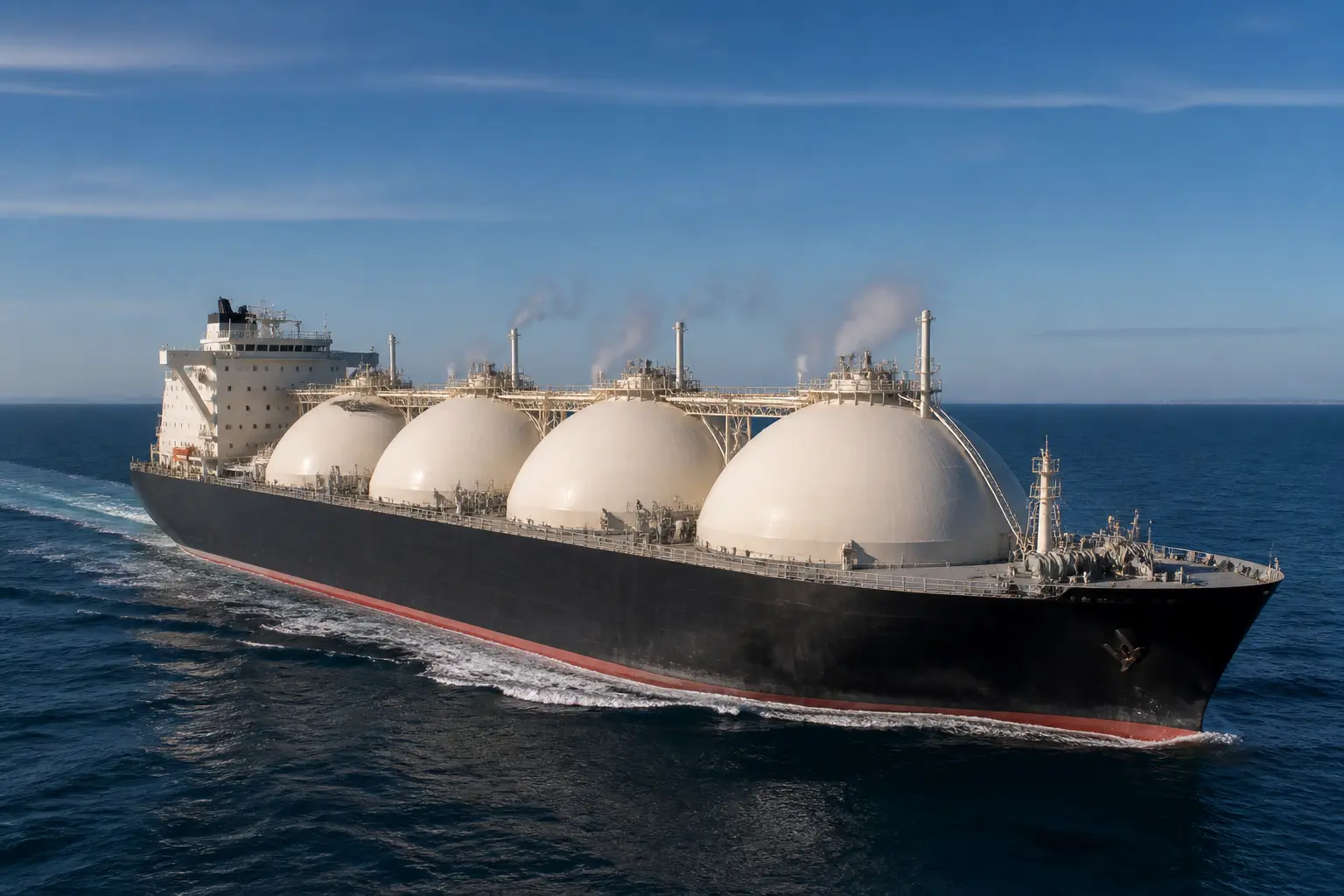 LNG-танкер зі сферичними танками у морі