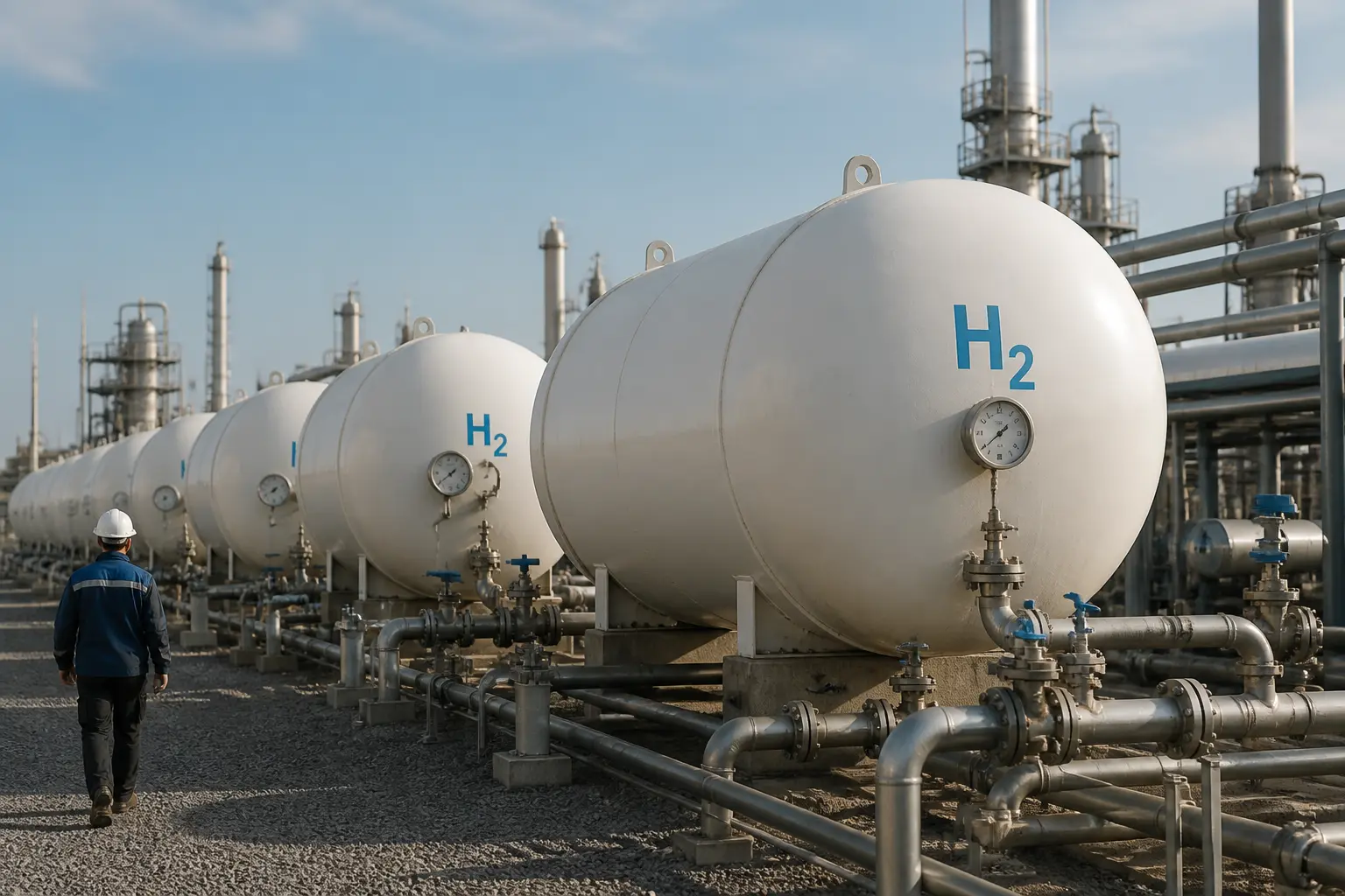 Умовні промислові резервуари з позначенням H2