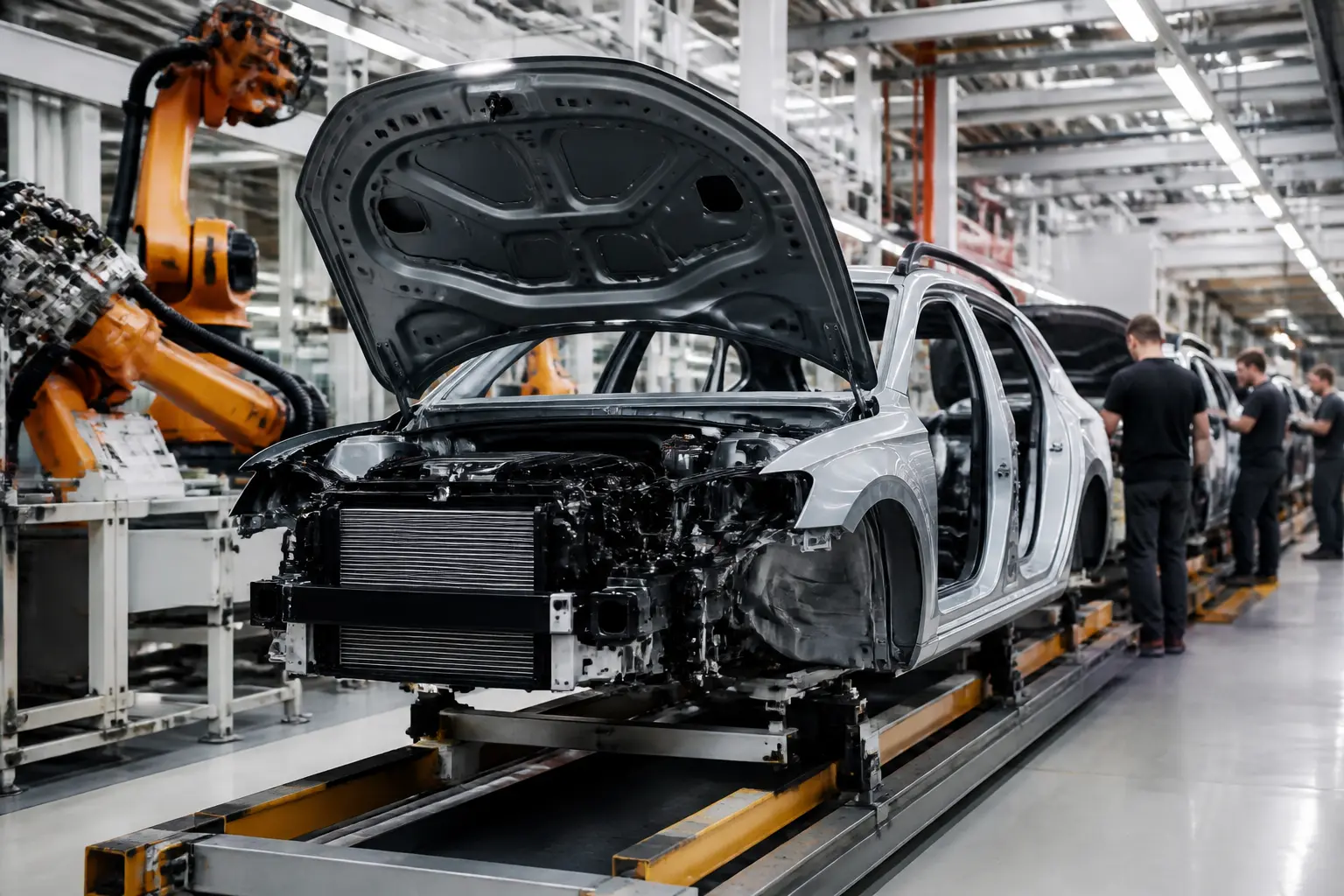 Сборочная линия Skoda Octavia на современном заводе после интеграции в Volkswagen Group