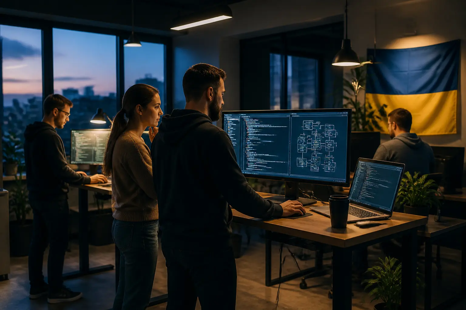 Современный офис IT-компании с инженерами