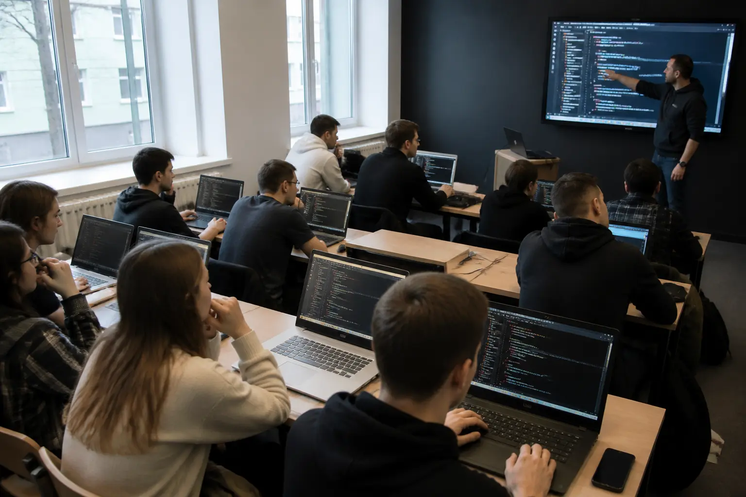 Студенты на IT-воркшопе в украинском университете