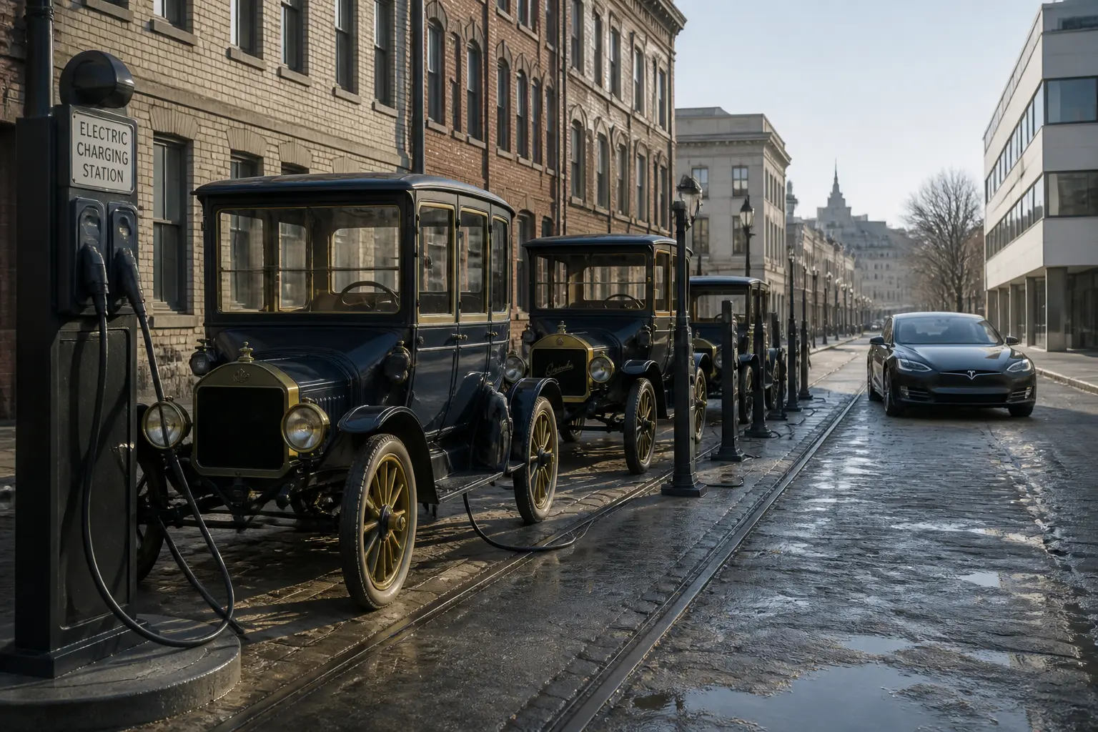 Электромобили в начале XX века и современный Tesla Model S