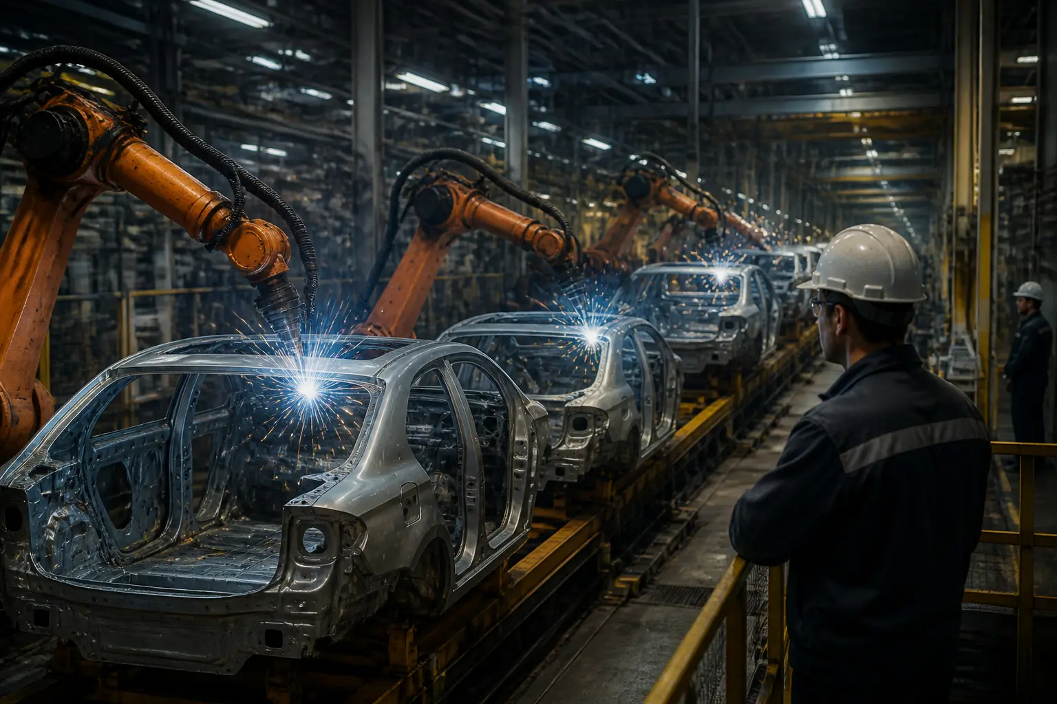 Автоматизированная линия сборки автомобилей на заводе Stellantis