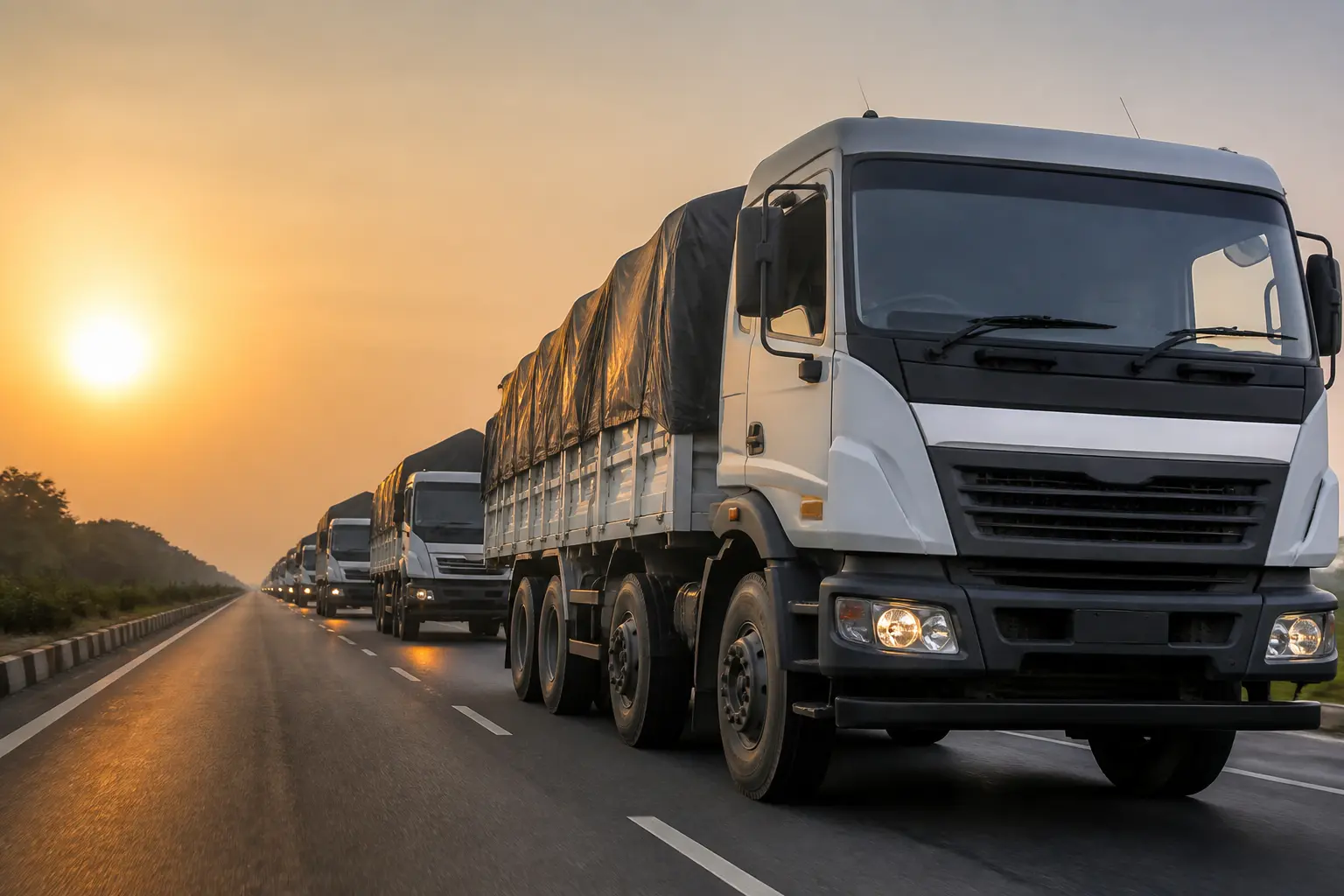 Грузовики Tata Prima на шоссе