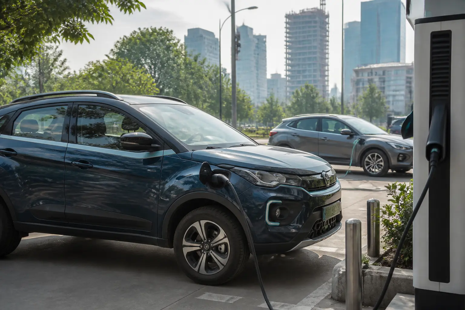 Tata Nexon EV на зарядке