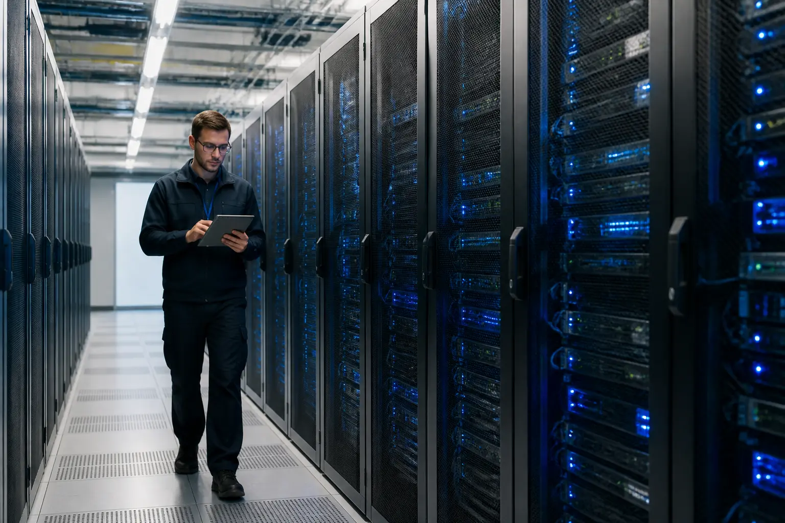 Современный дата-центр Tencent Cloud с техником