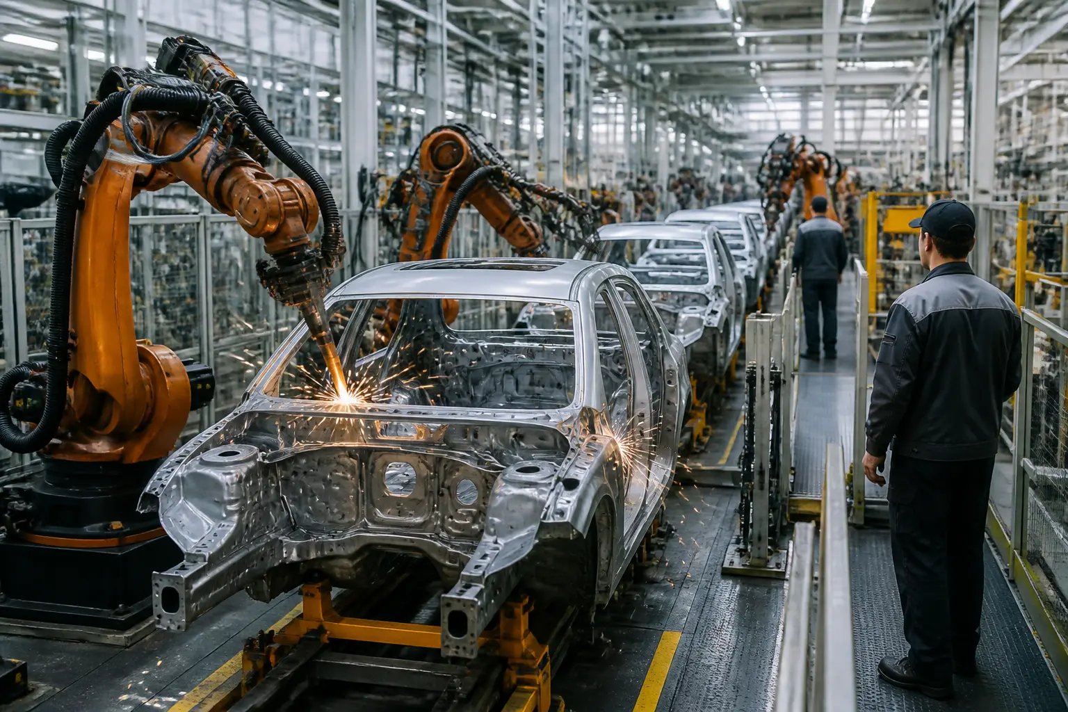 Автомобильный завод в Венгрии с роботизированной линией сборки