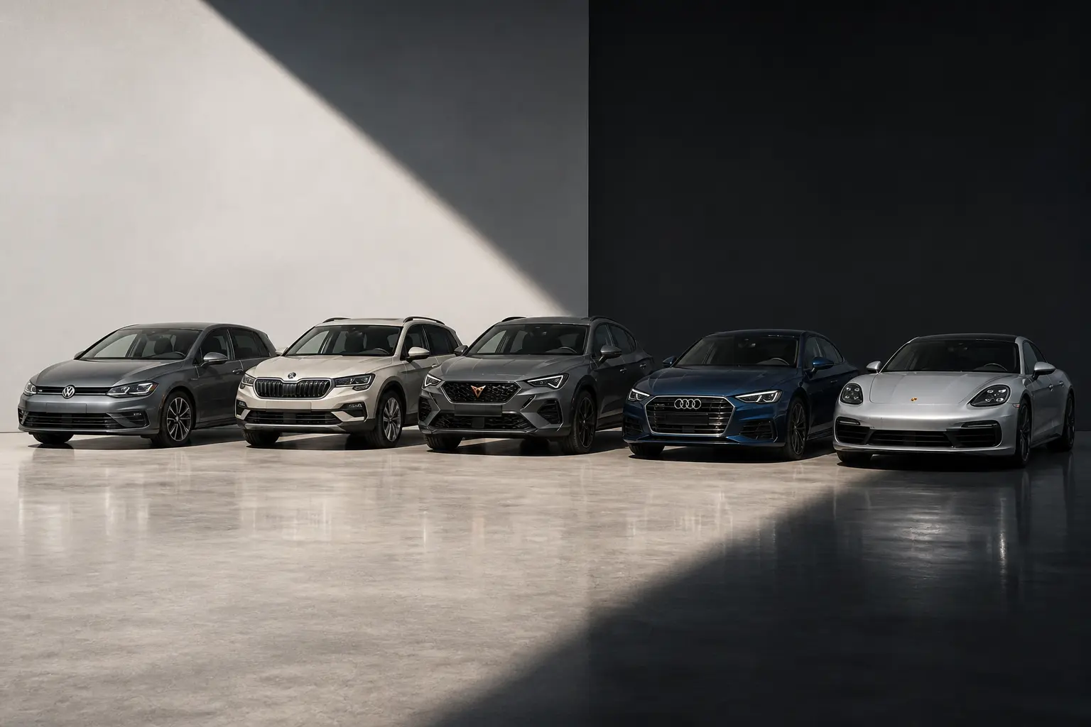 Модельный ряд автомобилей различных брендов Volkswagen Group