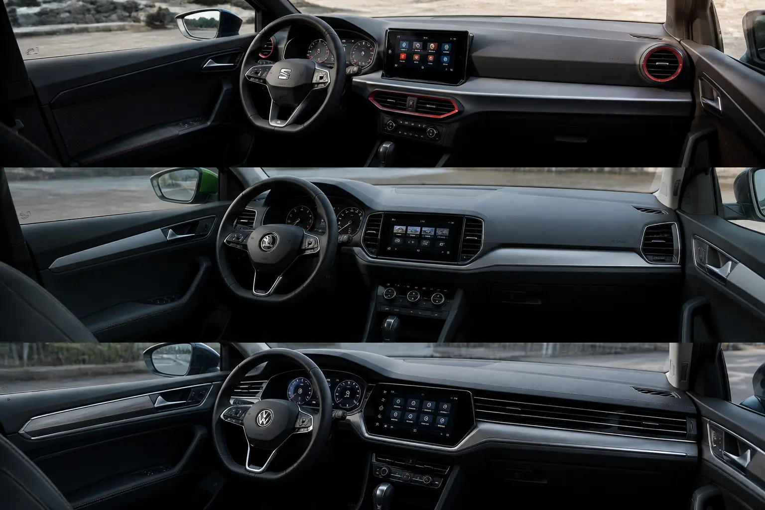 Сравнение интерьеров автомобилей Seat, Skoda и Volkswagen