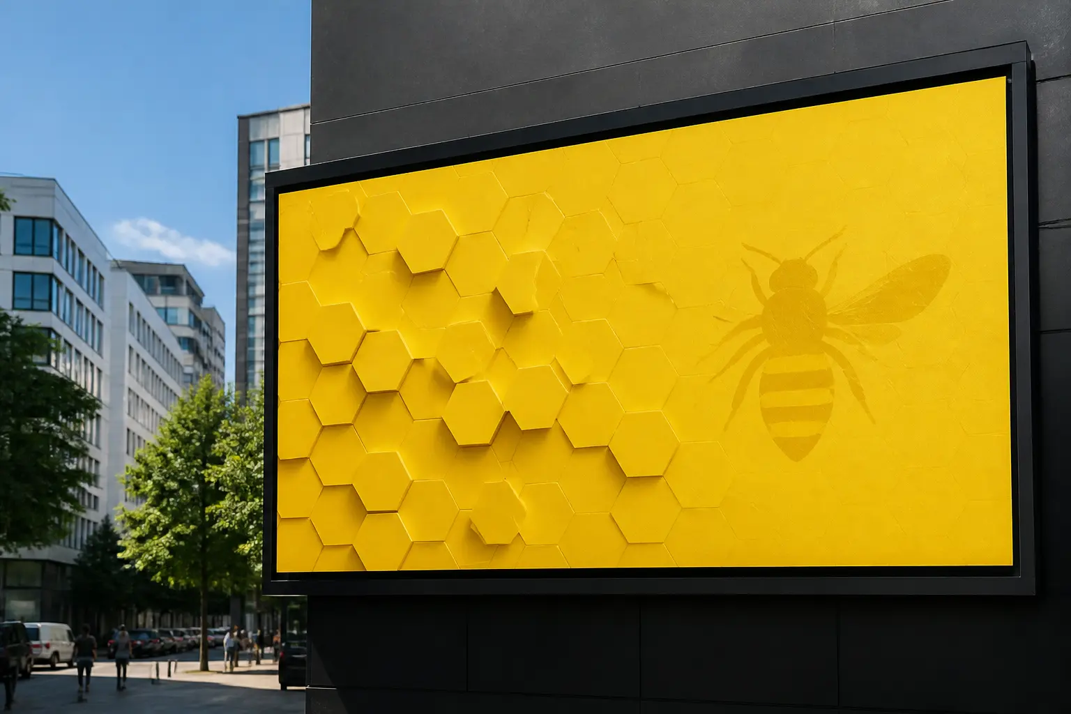 Брендинг Bumble с желтым цветом и пчелиными мотивами