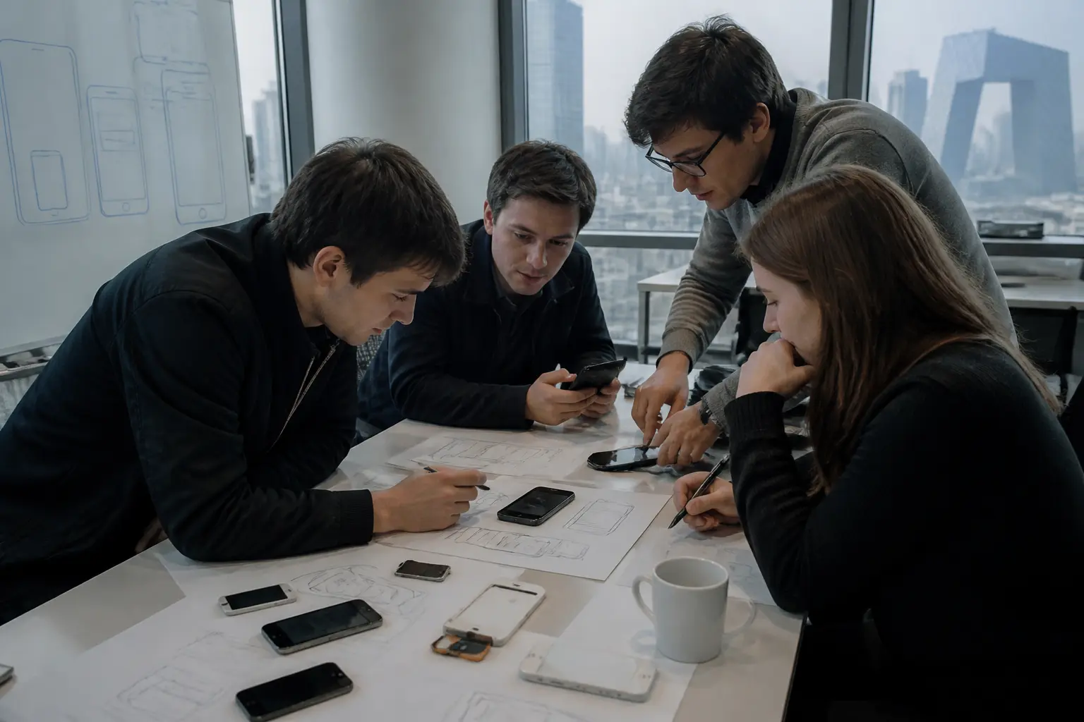 Рання команда Xiaomi обговорює прототипи смартфонів у офісі в Пекіні