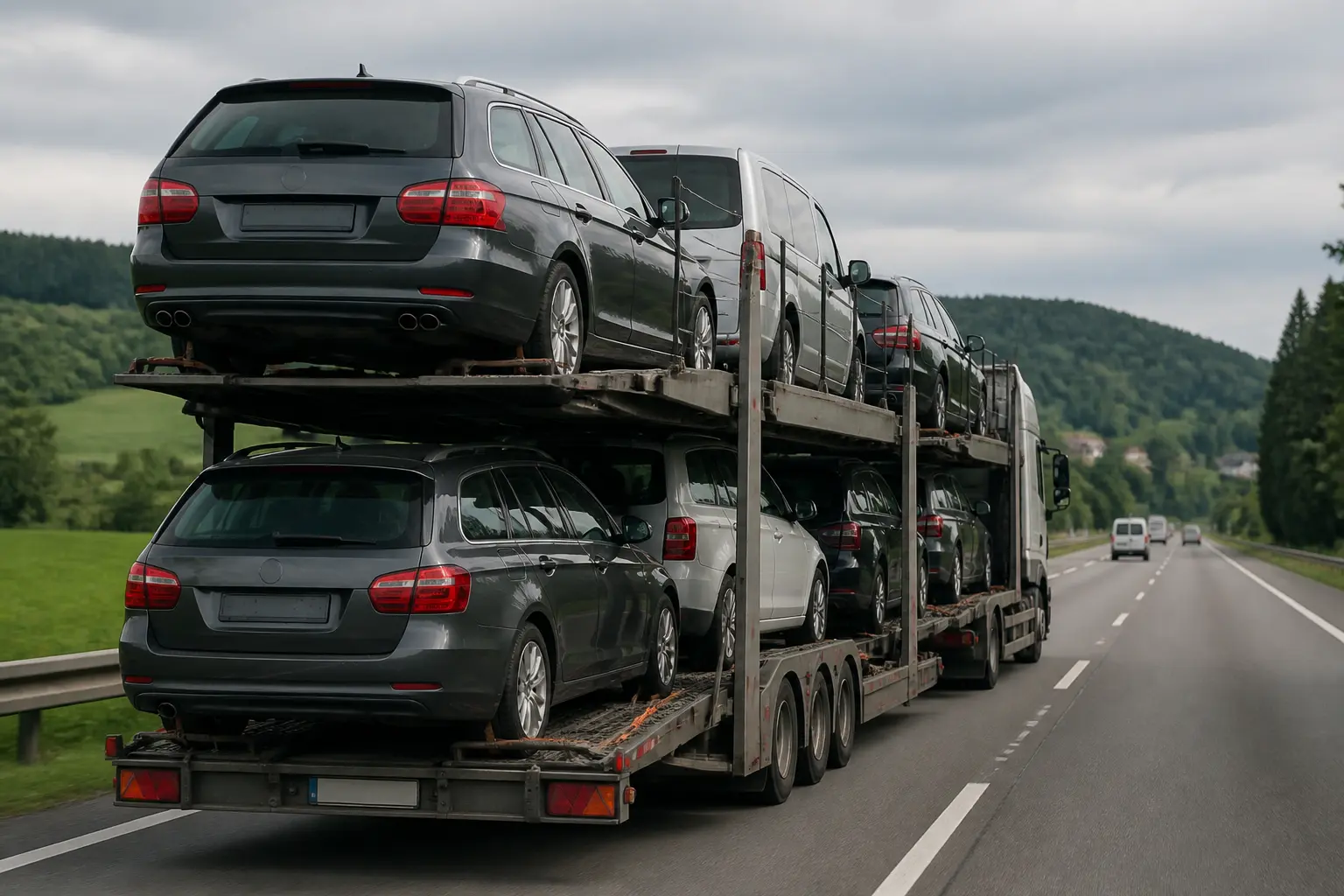 Автовоз із вживаними автомобілями з Європи на трасі