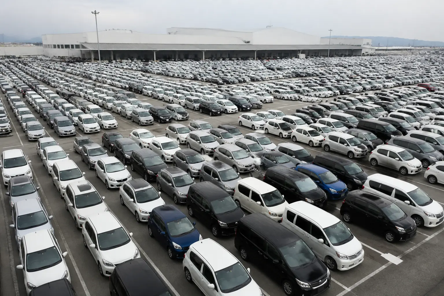 Ряди вживаних автомобілів на майданчику японського автоаукціону